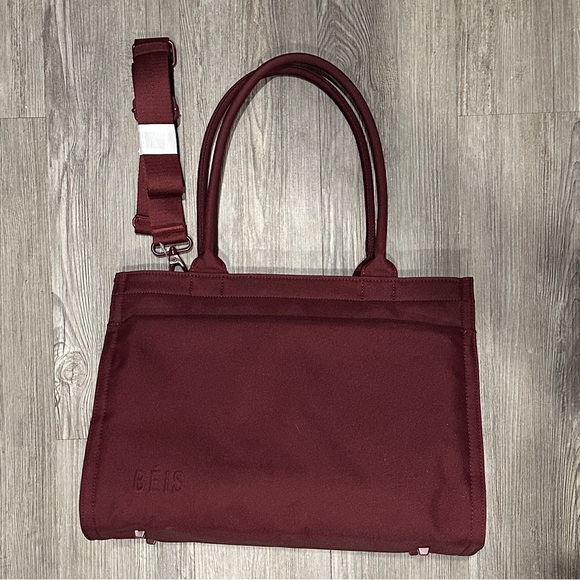 NWOT BEIS Book Tote in Burgundy - Picture 4 of 11